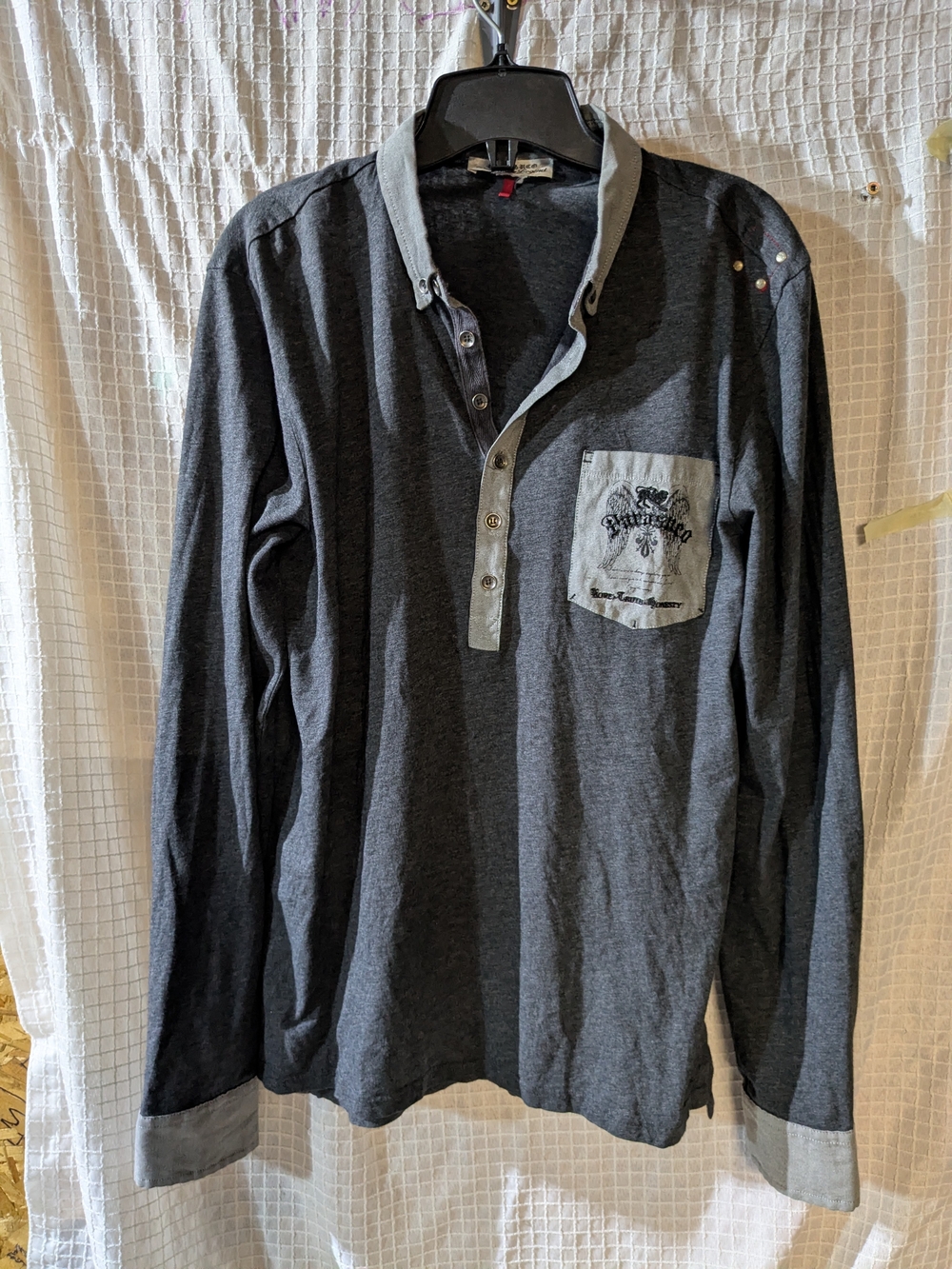 Parasuco Men's Henley Like Long Sleeve Large